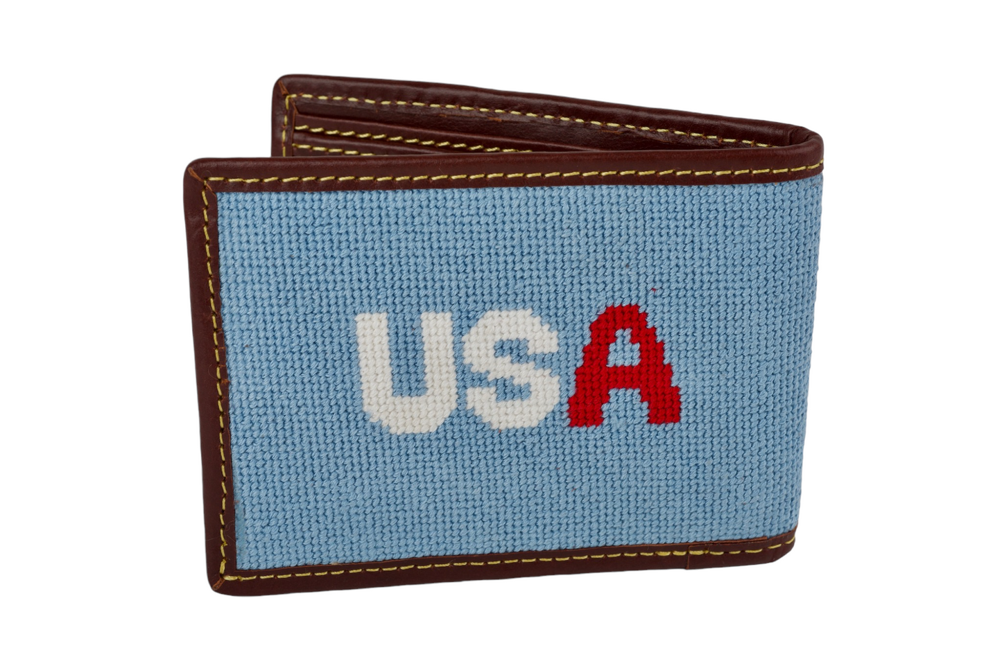 USA Light Blue Needlepoint Wallet - Needlegolf