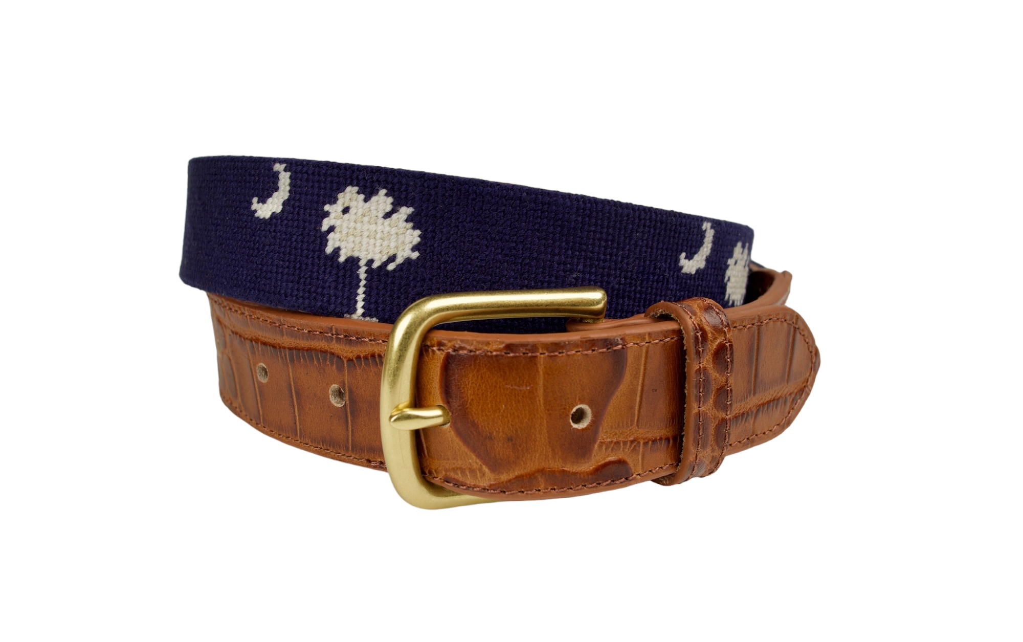 South Carolina Needlepoint Alligator Embossed Belt - Needlegolf South Carolina Needlepoint Alligator Embossed Belt - Needlegolf