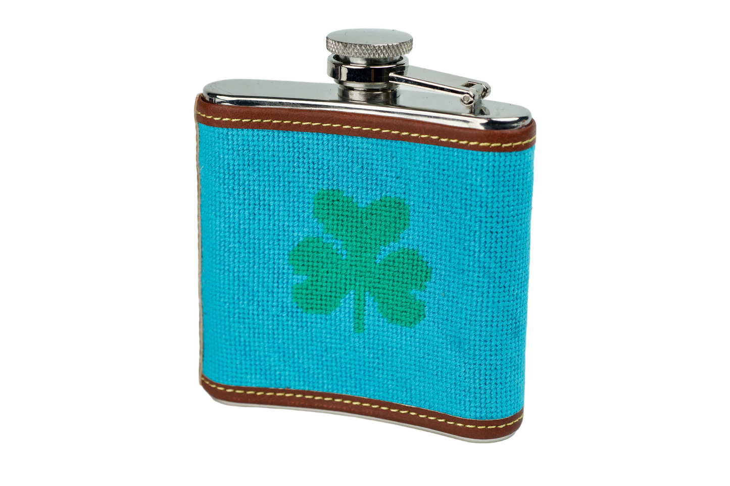 Shamrock Needlepoint Flask