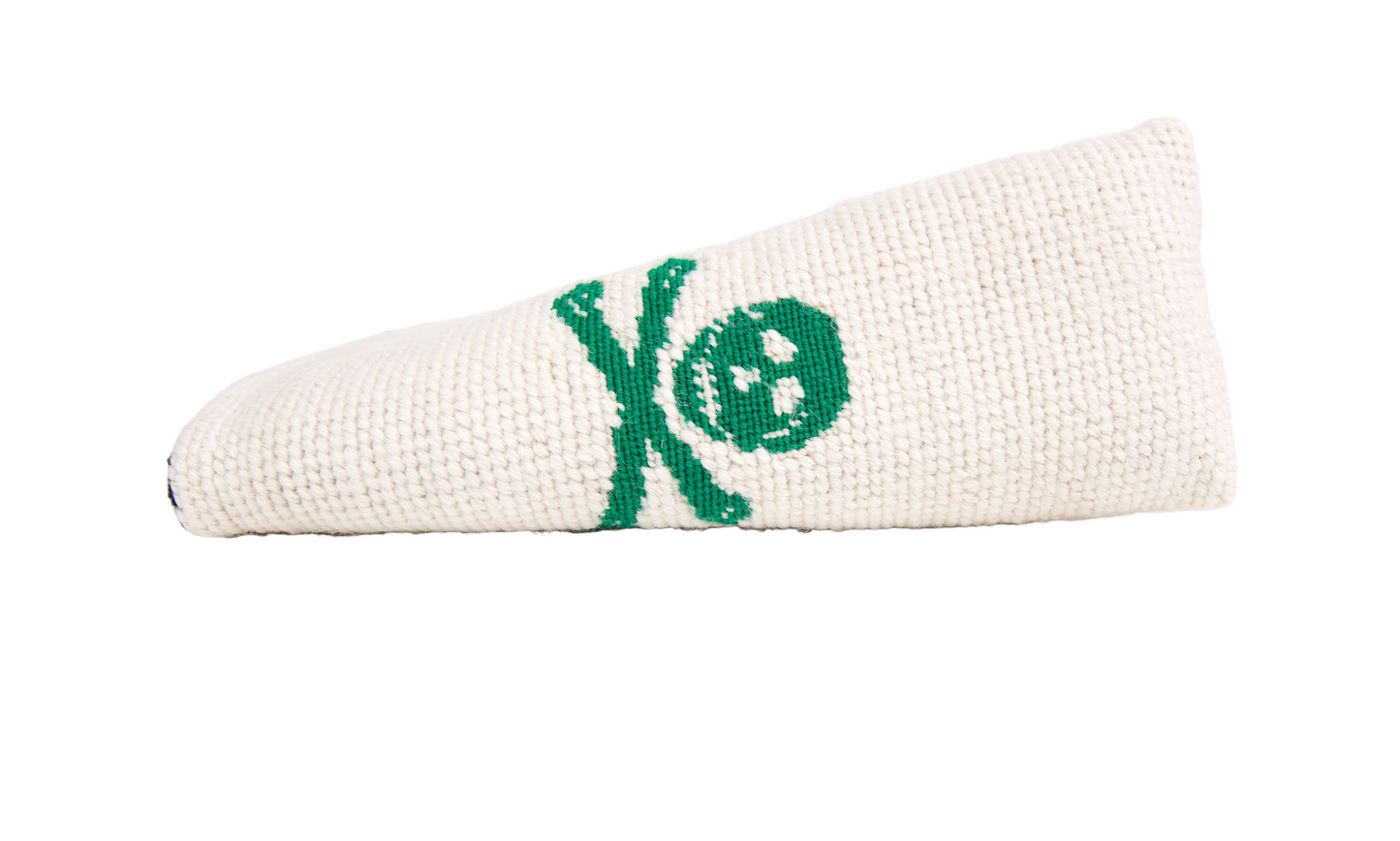 Jolly Roger White/Green Needlepoint Blade Putter Headcover