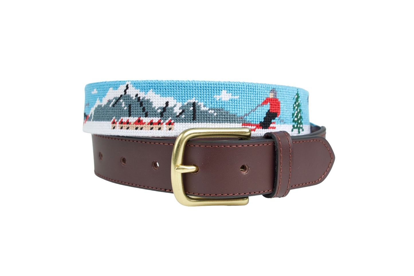 Skier's Paradise Needlepoint Belt