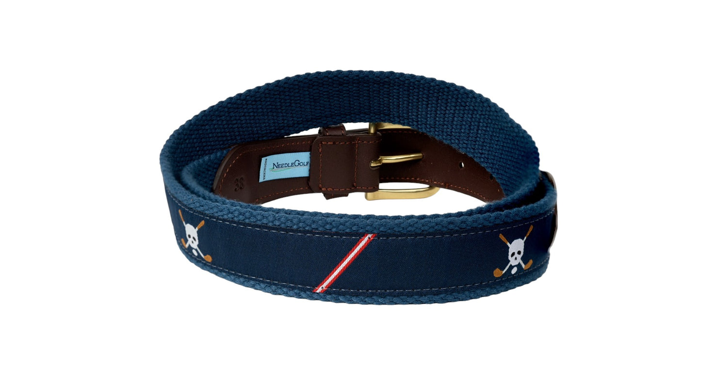 Jolly Golfer Navy Ribbon Canvas Belt
