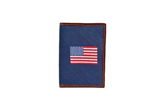 American Flag Navy Needlepoint Passport Holder