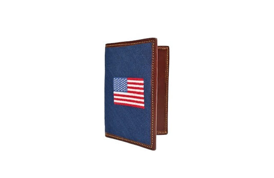 American Flag Navy Needlepoint Passport Holder