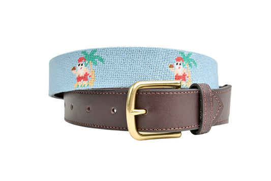 Tropical Santa Claus Needlepoint Belt