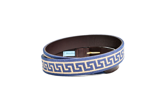 Greek Key Needlepoint Belt