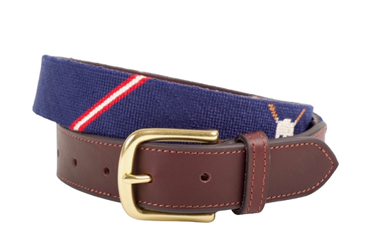 Jolly Golfer Navy Needlepoint Belt