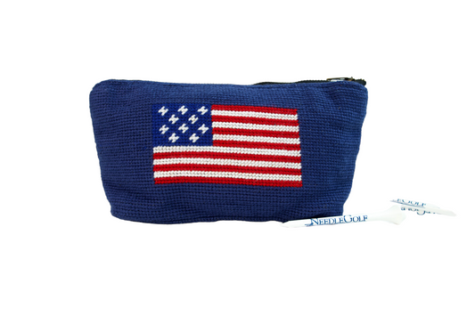 American Flag Navy Needlepoint Valuables Pouch