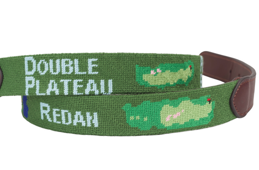 Template Hole Green Needlepoint Belt