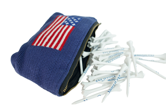 American Flag Navy Needlepoint Valuables Pouch