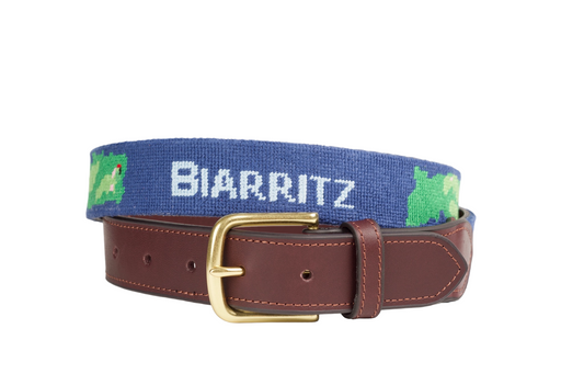 Template Hole Navy Blue Needlepoint Belt