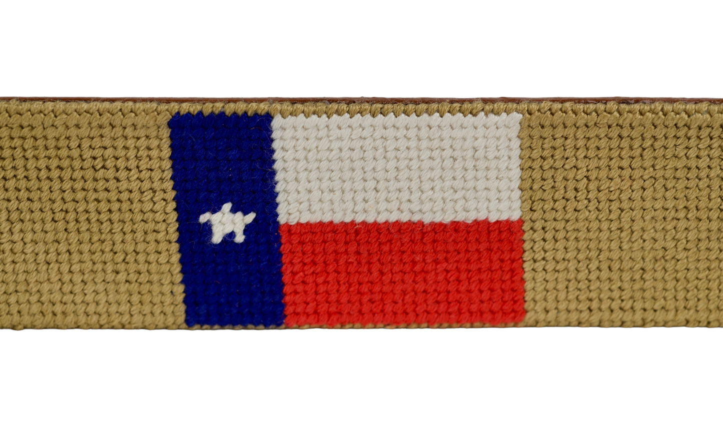 Texas Flag Needlepoint Alligator Embossed Belt