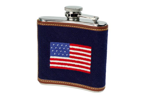 American Flag Needlepoint Flask