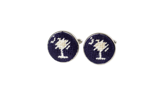 South Carolina Cufflinks - Elegant Needlepoint Design