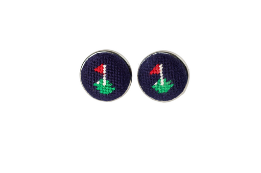 Golf Flag Cufflinks - Stylish Needlepoint Flag Design